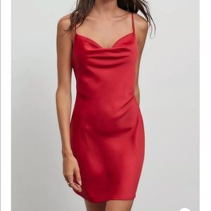 Urban Outfitters Mallory Cowl Neck Red Slip Dress (SIZE: Medium)